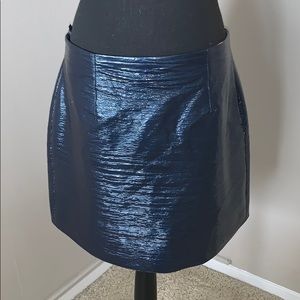 French Connection Navy Blue Vinyl Skirt  US 10